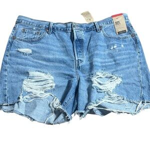 Levis 501 shorts women’s 18W distressed high rise fitted through hip new